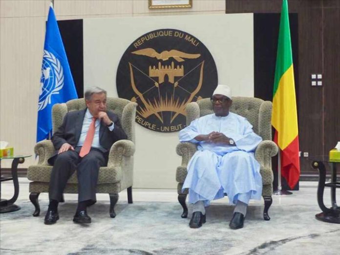 Le président de la république du Mali, son excellence Ibrahim Boubacar keita, le secrétaire géneral de l'ONU, Antonio Guterres