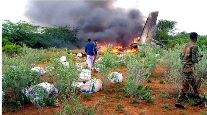 Le lieu du crash d'un avion près de Bardale, en Somalie