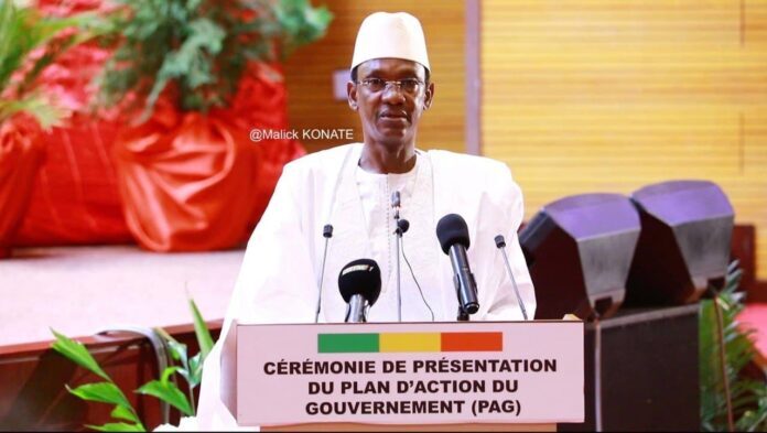 Choguel Kokalla Maiga lors de la céremonie d'ouverture du plan d'action du gouvernement