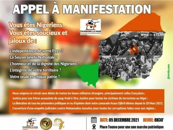 Appel à la manifestation interdite du dimanche 5 décembre sur le réseau Twitter #Niger #TLP #NIAMEY