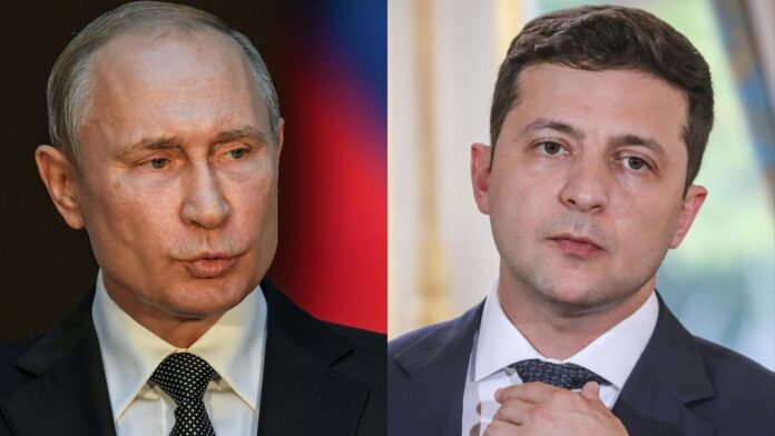 Vladimir Poutine et Volodymyr Zelensky